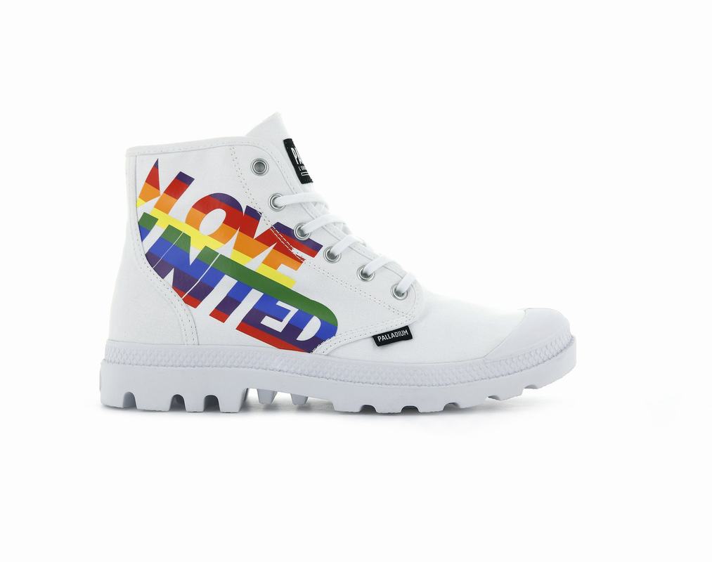 Palladium Pampa Hi Pride Mens Boots White Australia [FPDLCR-109]